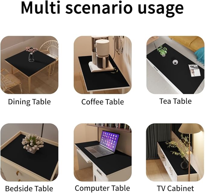 Cover for Dresser Top - 20x72 Inch Waterproof Easy to Clean Can Conceal Flaws Protector The Table Top from Scratches Used for Coffee Table Dresser(Black+Black 20x72)