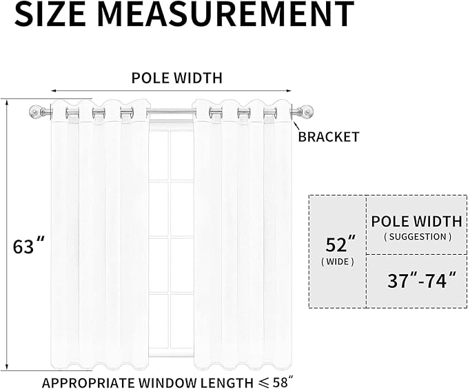 Easy-Going Blackout Curtains for Bedroom, Solid Thermal Insulated Grommet and Noise Reduction Window Drapes, Room Darkening Curtains for Living Room, 2 Panels (52x63 in,White)