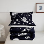 Feelyou Solar System Comforter Set Twin Size Outer Space Comforter for Kids Teens Adults Universe Planets Bedding Set Cute Astronaut Blue White Duvet Set Room Decor 2Pcs with 1 Pillow Case
