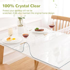 39 x 79 Inch Clear Table Cover Protector, Clear Table Protector for Dining Room Table, 1.5mm Plastic Table Cover, Waterproof Table Pad for Kitchen, Office