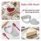 Heart Shape Cake Pan, Anodized Aluminum Alloy 8 in Tall Loose Base Silver Chiffon Mousse Sponge Dessert Baking Mould for Wedding Birthday Anniversary