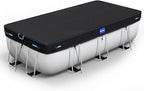12x18 Ft Rectangular Pool Cover with Reflective Strips for Above Ground Pool, 420D Swimming Pool Cover for Rectangular or Oval Frame Pools, Solar Cover with Drawstring and Ground Nails