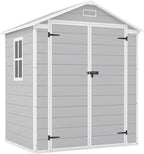 Patiowell 6x4 FT Plastic Outdoor Storage Shed, Resin Outside Shed Perfect to Store Patio Furniture, GardenTools Bike Accessories, Beach Chairs and Lawn Mower, Light Grey