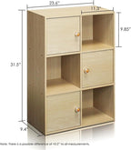 Furinno Pasir 3 Tier Shelf with 3 Door/Round Handle, Steam Beech