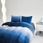 Wellboo Gradient Blue Velvet Comforter King Fluffy Blue White Bedding Comforters Women Men Ocean Sea Blue Velvet Quilts Modern White and Sky Blue Gradient Flannel Bed Abstract Art Watercolor Comforter