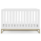 Delta Children Jade 4-in-1 Convertible Crib - Greenguard Gold Certified, Bianca White/Bronze