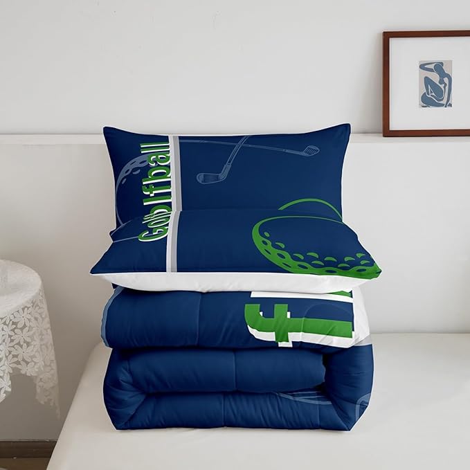 Feelyou Kids Golf Comforter Set Full Size Ball Sports Bedding Set for Boys Girls Teens Bedroom Decor Golf Ball Lover Comforter Women Men Ball Games Duvet Set with 2 Pillow Case