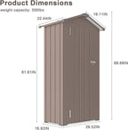2.5x1.4 FT Heavy-Duty Brown Metal Storage Shed–Lockable Small Tool Shed with Adjustable Shelves Garden Sheds & Outdoor Storage, Tool Shed Outdoor Storage in Garden, Backyard, Patio, Poolside
