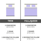 Mi Zone Rosalie Comforter Set for Girls, Ultra-Soft Microlight Plush Metallic Printed Hearts Brushed Reverse Overfilled Down Alternative Hypoallergenic All Season, Twin/Twin XL, Purple/Silver, 3 Piece