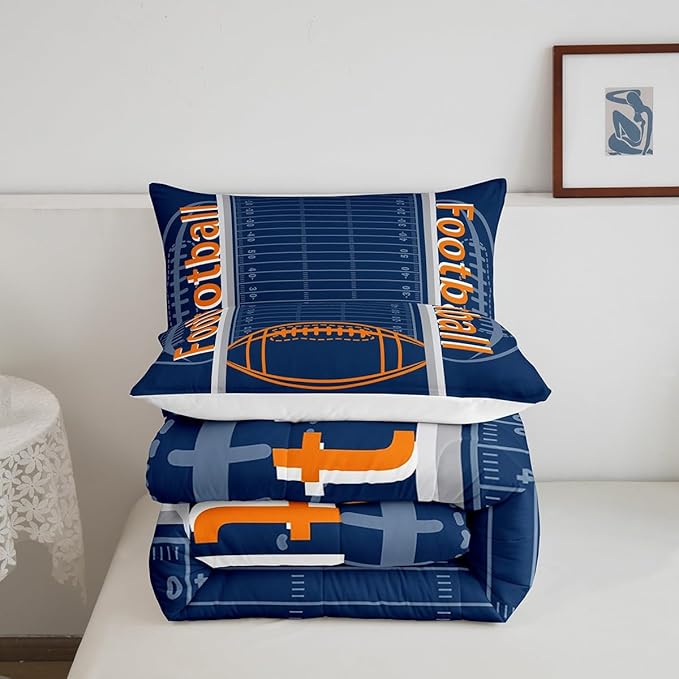 Feelyou Football Bedding Set Full Size Sports Comforter Set for Kids Boys Girls Decor Soccer Ball Game Comforter Microfiber American Football Duvet Set Bedroom Quilt Set