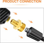 GASHER 5Pcs Brass M22 Pressure Washer Fitting,M22-14mm Male x 1/4"NPT Male Thread Fittings,For Pressure Washer Hose