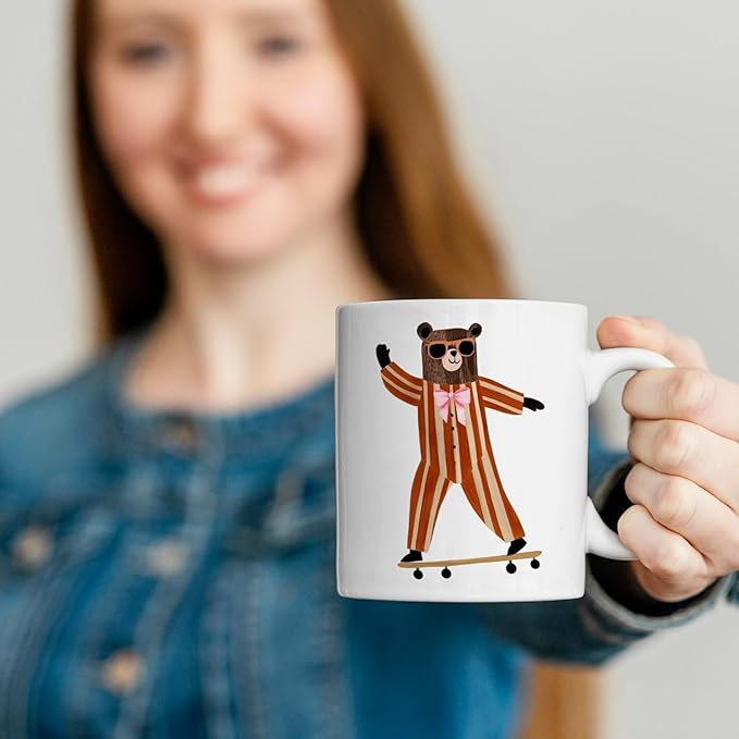 JINYO Bear Mug, Bear Coffee Mug, Funny Bear Coffee Cup, Bear Gifts for Women Men, Bear Lovers Gifts, Bear Gifts For Bear Lovers Women, Bear Themed Gifts, Bear Gifts For Bear Lovers, 11oz