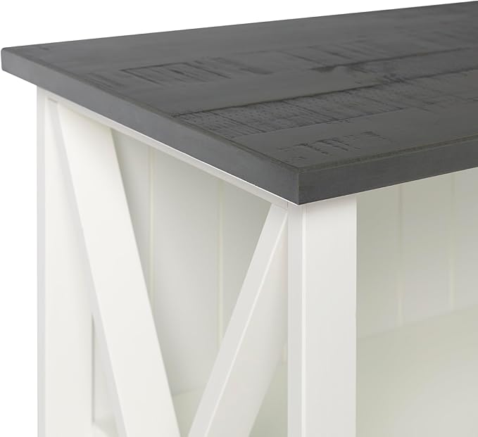Walker Edison Solid Wood Farmhouse Storage Console, 52 Inch, White/Grey Wash