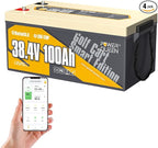 Power Queen LiFePO4 Battery 36V 100Ah, Bluetooth Lithium Battery 15000+ Cycles, Group 8D,Low Temp Protection for 36V-72V Electric Outboard Motors, Marine, Golf Cart E-Z-GO TXT, Off-Grid, Home Energy