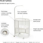 Stokke Sleepi Mini Bundle, White - includes Crib/Bed, Mattress & Drape Rod - Suitable for Ages 0-5 Years Old - Adjustable & Stylish