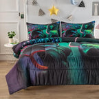 Gamer Comforter Sets for Teen Boys,Gaming Bedding Sets Full,Video Game Bedspread,Game Gamepad Bed Set,Controller Bedding Gamer Home Decor 3 Piece 1 Comforter and 2 Pillowcases