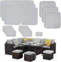 ClawsCover 13Pack Outdoor Seat and Back Cushions Replacement Covers Fit for 7Pieces Wicker Rattan Patio Furniture Set Sectional Couch with Dining Table and Ottoman,Gray-Include Cover Only