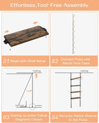 ALLZONE Adjustable Tall Narrow Bookshelf for Bedroom,4-Tier Ladder Bookshelf for Small Spaces,Tension Mount Small Book Shelf and Tall Bookcases, 64 to 113Inch Height Skinny Bookshelf with Open Storage