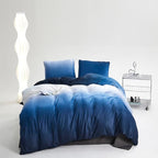 Wellboo Gradient Blue Velvet Comforter Full Fluffy Blue White Bedding Comforters Women Men Ocean Sea Blue Velvet Quilts Modern White and Sky Blue Gradient Flannel Bed Abstract Art Watercolor Comforter