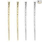 4pcs Metal Hair Chopsticks, Gold and Silver Bun Hair Sticks | Alloy Hair Pick, 4.9inch, Hair Charms for Girl Women