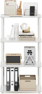 Furinno Turn-N-Tube 4-Tier Multipurpose Shelf Display Rack, White/White