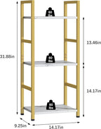Bookshelf Storage Shelf Bookcase, 3 Tier Industrial Bookcase,Small Book case for Living Room, Bedroom, and Home Office, Easy Assembly Free Combination Multi-Functional Organizer(3 Tier,Gold)