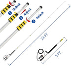 RAYNEL 24FT Telescoping Pressure Washer Extension Wand with Brush Head,Power Washer Extension Wand,Gutter Cleaner Attachment,5 Spray Nozzle Tips,Support Belt and 2 Hose Adapters