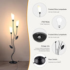 JBZ Flower Floor Lamp for Living Room, 62" Tall Pole Lamp with Foot Switch, with 3 Heads Dimmable LED Lamps for Farmhouse Rustic Bedroom Office, with Plug and 1200LM, 3 Color Temperatures E27