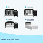 Graco Benton 4-in-1 Convertible Crib and Changer (Black) – GREENGUARD Gold Certified, Crib and Changing -Table Combo, Water-Resistant Changing Pad, Converts to Toddler Bed, Daybed & Full-Size Bed
