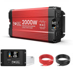 FOVAL 2000W Pure Sine Wave Inverter 12V DC to 110V AC Converter, 4000W Peak Power Inverter with LCD Display and 2 AC Outlets for Home, RV, Truck, and Off-Grid Solar System, Remote Controller