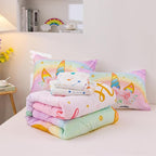 NTBED Unicorn Full Comforter Set with Sheets,5 Pieces Kids Bedding Sets for Girls, Lightweight Microfiber Star Floral Bed in a Bag, Rainbow