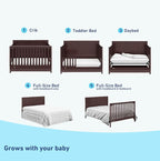 Graco Hadley 5-in-1 Convertible Crib with Drawer (Espresso) – Crib with Drawer Combo, Includes Full-Size Nursery Storage Drawer, Converts from Baby Crib to Toddler Bed, Daybed and Full-Size Bed