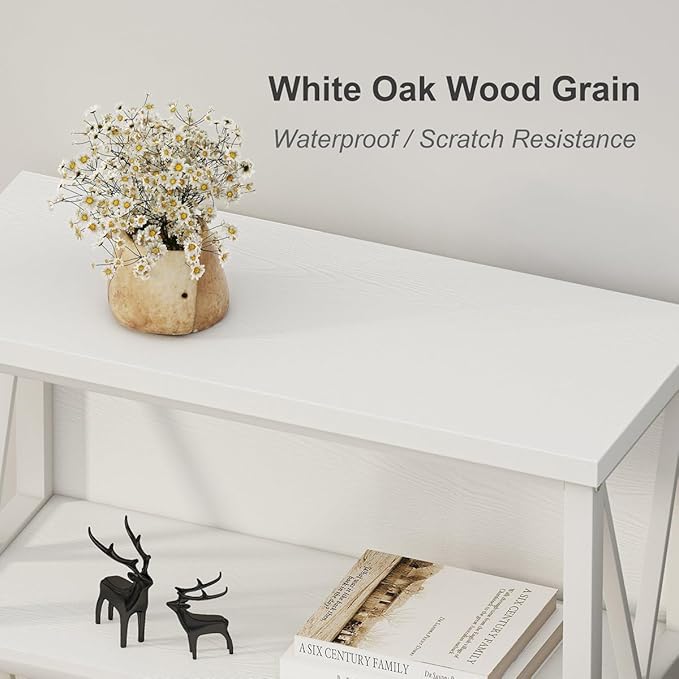 FATORRI Small Bookcase, Bookshelf for Small Space, Short Rustic Bookshelf, Wood and Metal Book Case and Book Shelf (White Oak)