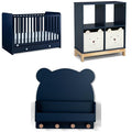 Delta Children babyGap Graham 4-in-1 Convertible Crib with Storage Drawer + Brannan Bear Bookcase with Bins + Brannan Bear Wall Shelf with 4 Hooks, Navy/Light Blue (Bundle)