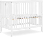 Delta Children Mia Portable Folding Mini Crib with 1.5-Inch Mattress - Greenguard Gold Certified, Bianca White