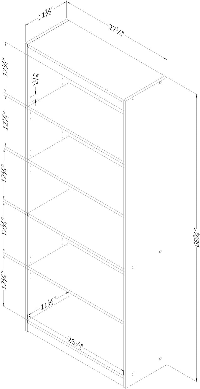 South Shore Axess 5-Shelf Bookcase - Gray Oak