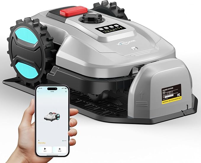 Robot Lawn Mower with App Control – Adjustable Cutting Height, Auto-Charging, Obstacle Detection & Smart Scheduling – Ideal for Lawns up to 1/8 Acre