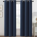 H.VERSAILTEX Blackout Curtains for Bedroom Thermal Insulated Room Darkening Living Room Curtains 84 Inch Long Grommet Privacy Protection Window Curtain Panels/Drapes for Nursery, 2 Panels, Navy Blue