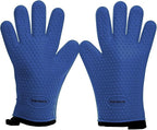 KITCHEN PERFECTION XL Silicone Smoker BBQ Gloves -Heat Resistant Oven Mitts | Waterproof, 5-Finger Design For A Better Grip, for Pitmasters, Meat Smoking, Grilling, Cooking, Frying Turkey | Grill Gift
