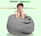 Stuffed Animal Storage Bean Bag Chair Cover (No Filler) Organizing Children's Plush Toys for Kids and Adults Keep your Memory Foam More Organized Gray
