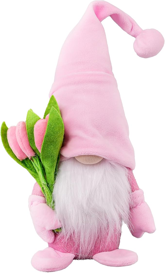 Gnome Plush Decorations Gift,15 inch Gnomes Decorations for Home,Fall Gnomes Plush Table Decoration Gnome Gifts for Women Swedish Tomte Nisse Doll Tabletop Scandinavian Elf Plushie,Pink