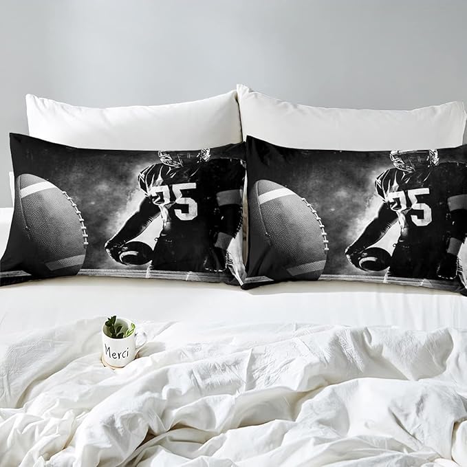 Erosebridal Football Down Comforter for Kids Boys Girls Teens Sports Theme Comforter Set Soccer Pattern Duvet Insert Football Match Bedding Set Youth Bedroom Decor Quilted with 2 Pillowcase,Full
