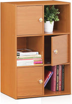 Furinno Pasir 3 Tier Shelf with 3 Door/Round Handle, Steam Beech
