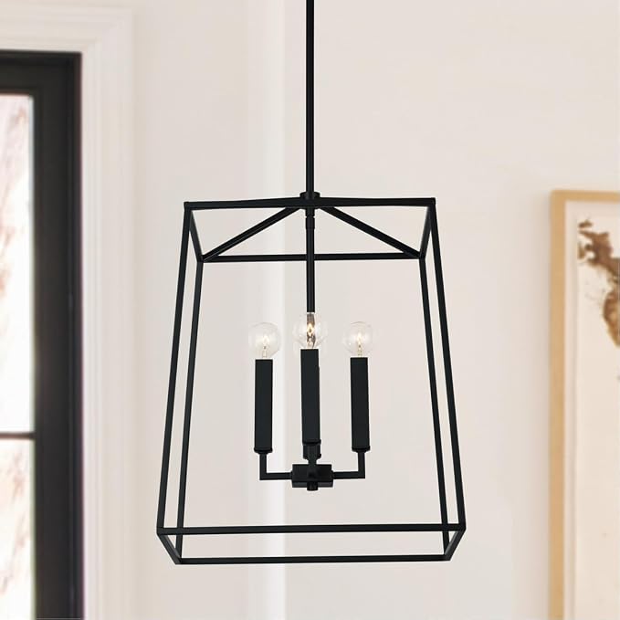 Capital Lighting 537642MB Thea Lantern Foyer Pendant, 4-Light 240 Total Watts, 20" H x 16" W, Matte Black