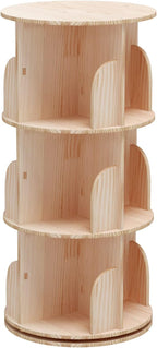 3 Tier 360° Rotating Stackable Shelves Bookshelf Organizer 360 Display Rotating Bookshelf Wood Book Shelf Organizer for Bedroom, Living Room, Study Room - Intexca
