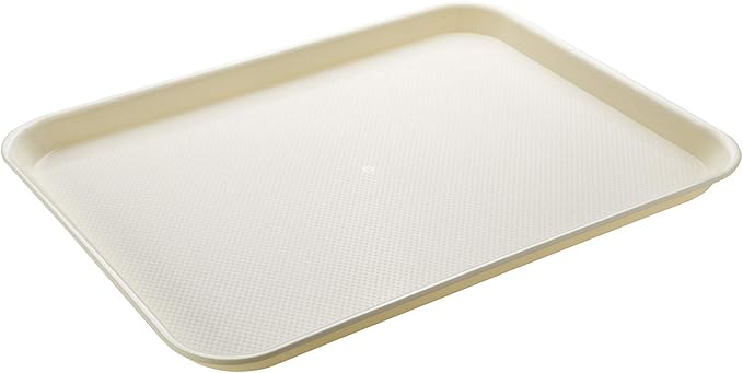 Rectangular Plastic Serving Trays,Fast Food Serving Cafeteria Trays,17"X13",Set of 6(Beige)