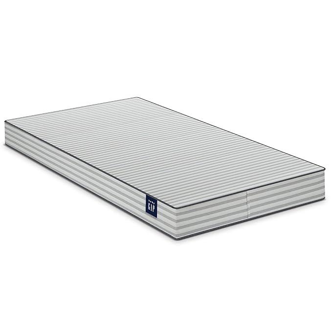 babyGap by Delta Children Graham 4-in-1 Convertible Crib with Storage Drawer TrueSleep Crib and Toddler Mattress (Bundle), Navy/Light Blue