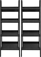 Ameriwood Home Lawrence 4 Shelf Ladder Bookcase Bundle, Black