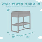 Arlo Changing Table in Pebble Grey, Made of Solid New Zealand Pinewood, Non-Toxic Finish, Comes with Water Resistant Mattress Pad & Safety Strap