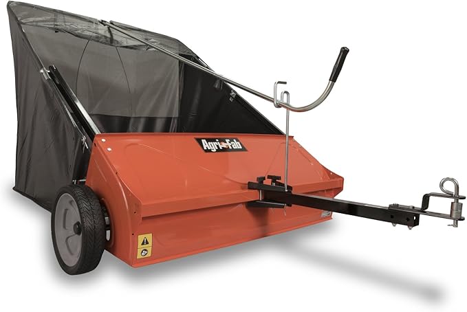 Agri-Fab 45-0492 44" Tow-Behind Lawn Sweeper, 28 cu. ft Hopper Bag Capacity; Leaf & Grass Catcher, with Adjustable Brush Height and Dump From Seat Handle
